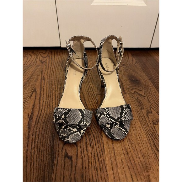 Nine West Snake Print Open Toe High Heel Shoes Size 8.5 - Picture 2 of 5